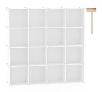 C&AHOME Organizzatore di contenitori a cubo, scaffali a 16 cubi, armadio, scaffale modulare in plastica fai-da-te, ideale per camera da letto, soggiorno, ufficio, 48,4 "L x 12,4" L x 48,4 "H Milky