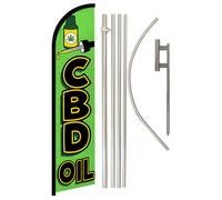 C. B. D. Olio Verde Pubblicità Windless Banner Bandiera 4.9m Asta Kit Terra Cono