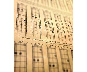 C. B. Gitty Poster accordi per chitarre 3-string Cigar box - all the most popular Chords for Open g Gdg Tuning