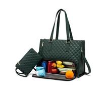 C,Borsa tote da donna 2 in 1 - Borsa da lavoro grande ed elegante con scomparto più fresco, borsa da viaggio o da viaggio - Combinazione definitiva per pranzo e lavoro