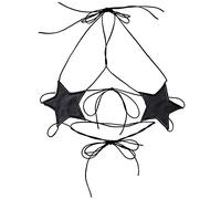 C.C-US Bralette da Donna con Reggiseno a Forma di Stella Riflettente, con Lacci - Nero - Taglia Unica