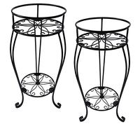 C CASIMR - Supporto per piante a 2 livelli, altezza 71,4 cm, in metallo, per interni ed esterni, contenitore da giardino in ferro antiruggine, per giardino, patio, soggiorno, balcone, colore: nero