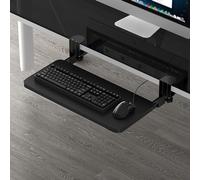 C-Clamp - Vassoio per tastiera con tappetino per mouse estraibile, regolabile, accessorio da scrivania per giochi e ufficio, finitura naturale, 65 cm, design ergonomico per il massimo comfort