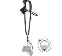 C Coiro Tracolla per fotocamera in pelle per una macchina fotografica, professionale, imbottita, singola tracolla con porta schede SD e porta batteria, ingranaggio a sgancio rapido per DSLR/SLR, nero