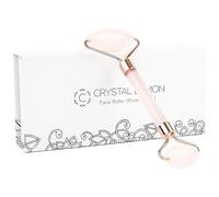 C CRYSTAL LEMON Rullo Viso in Quarzo Rosa, Massaggiatore Facciale e Collo a Doppia Estremità, Pietra Naturale per Routine Skincare e Sensazione Fresca