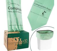 C Crystal Lemon Sacchetti per rifiuti alimentari compostabili da 22 l, confezione da 50 sacchetti resistenti per bidoni della cucina