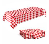 C CRYSTAL LEMON Tovaglia da picnic a quadretti rossi e bianchi, per tavolo da picnic, in vinile, perfetta per esterni e campeggio, impermeabile, confezione da 4
