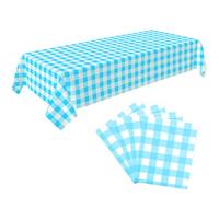 C CRYSTAL LEMON - Tovaglia da picnic a scacchi, in plastica, usa e getta, per feste, colore: blu, 4