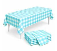 C CRYSTAL LEMON - Tovaglia da picnic a scacchi, in plastica, usa e getta, per feste, colore: blu, 4