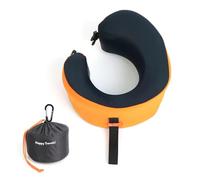 C CUSHION LAB, Cuscino da viaggio pluripremiato, design ergonomico brevettato per supporto per mento e collo, in memory foam, cuscino compatto per aereo, per viaggi, volo, auto (arancione dinamico,