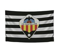 C.D. Castellon Bandiera bianca-nera scudo, adulti unisex, 150 x 100 cm