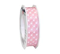 C.E. Pattberg Nastro in taffetà a Pois, 25 mm-20 m, Colore: Rosa Chiaro/Bianco, Seide