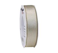 C.E. Pattberg Präsent - Nastro di Raso Glitterato Crema-Oro Rotolo 20 m Larghezza 25 mm