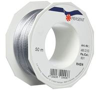 C.E. Pattberg RHEIN - Cordoncino intrecciato color argento, 50 m, per confezionare regali, pacchi e regali, larghezza 3 mm, accessori per decorazioni e artigianato, resistente agli strappi