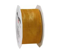 C.E. PATTBERG SHEER Nastro organza color giallo solare, nastro chiffon per pacchi regalo, lungh. 25 m, largh. 40 mm, nastro largo per incartare regali, decorare, bricolage, nastri decorativi tessuto