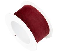 C.E. PATTBERG SHEER Nastro organza color rosso rubino, nastro chiffon per pacchi regalo, lungh. 25 m, largh. 40 mm, nastro largo per incartare regali, decorare, bricolage, nastri decorativi tessuto