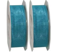 C.E. PATTBERG SHEER Nastro organza color turchese, nastro chiffon per pacchi regalo, lungh. 25 m, largh. 25 mm, nastro largo per incartare regali, decorare, bricolage, nastri decorativi tessuto