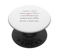 C"è qualcosa nel modificare la penna rossa Scrittura divertente umorismo PopSockets PopGrip Adesivo