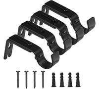 C-easb Supporto per asta per tenda in 4 pezzi, realizzato in materiale metallico, robusto e durevole. Design a parete regolabile con viti per un'installazione sicura. Adatto per diverse aste per tende