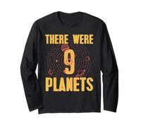 C’Erano 9 Pianeti Sistema Solare Retro Umorismo Maglia a Manica