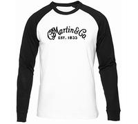 C. F. Martin Guitars Uomini Donne Unisex Baseball Maglietta Bianca Maniche Nere Girocollo Men Women Baseball T-Shirt White