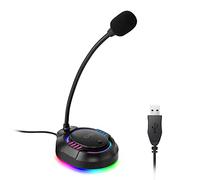 C G CHANGEEK Microfono USB con luce RGB che scorre, microfono da gioco per PC PS4/5, microfono a condensatore con disattivazione per computer portatile e desktop, CGS-M2