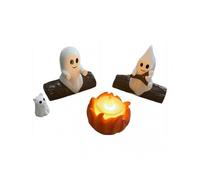(C)Ghost Bonfire Flickering Night Light, Ghosts Roasting Marshmallows by the Bonfire, Halloween Night Light,Festive Wall Light