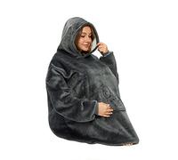 C Hello Cloud Coperta oversize con cappuccio, Felpa Wearable Blanket in morbido pile Sherpa Comfy Snuggle,Gaint Fluffy Jumper reversibile,Taglia unica per tutti gli adulti grigio