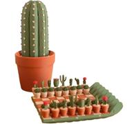 C-hess, set di scacchiere con cactus, 32 pezzi, scacchiera portatile arrotolabile da viaggio, design con piante stampate in 3D, divertenti ornamenti da tavolo per gli amanti delle piante