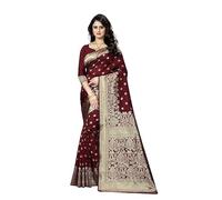 C J Enterprise Saree Banarasi in pura seta morbida Kanjivaram da donna tipo con camicetta pezzo (paithani Pari100), rosso cupo, taglia unica