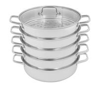 C-Juzarl Steamer, pentola a vapore a 5 ripiani, 32 cm, in acciaio inox, con coperchio in vetro