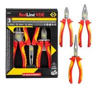 C.K Redline 2025 Edition VDE - Set di 3 pinze e tagliacavi, pinza combinata isolata elettrica tedesca, becchino e tagliafili combinati, troncatrici per elettricisti, pinze per elettricisti, utensili