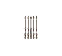 C.K Tools Vorteck - Set di 5 punte per avvitatore a percussione PZ2, 90 mm Pozidriv per avvitatore a percussione, attacco esagonale Quick Lock, punta magnetica, zona di torsione, lunga portata