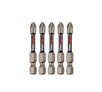 C.K Tools Vorteck - Set di 5 punte per cacciavite a percussione PZ2, 50 mm Pozidriv per avvitatori a percussione, gambo esagonale Quick Lock, zona di torsione magnetica, confezione da 5 pezzi CK T4470