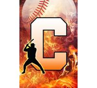 C: Letter "C" Initial Baseball Player and Fire Flames Personalized Name Monogram Notebook - College-Ruled Personal Journal, Writing Pad, or Diary for Football Fans - 110 Pages, 6x9