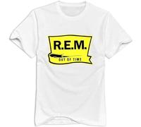 C.N. Hoxsin Men's REM out of Time REM Band Cool O-Neck T-Shirt White S