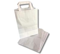C.N. Sacchetti di Carta con Manici Bianchi 22+10x29 cm 100 PZ Shopper Busta in Carta Kraft Bianca Borsa Ecologica per Negozi,Boutique,PROFUMERIE,Porta BOMBONIERE, Regali ECC.