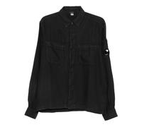 C.P. Company - Camicia con Lente a Maniche Lunghe e Bottoni in Lino - - Shirts - Uomo - Nero - M