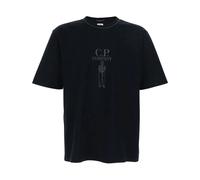 C.P. Company, ,Tops ,Uomo ,Nero ,M T-Shirt 30/2 con Logo Ricamato Marinaio Britannico