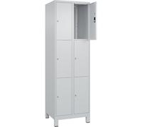 C + P Möbelsysteme C+P | Armadietto a 3 scomparti Classic PLUS | 2 scomparti | grigio chiaro | largh 600 mm | 6 scomparti | con piedini