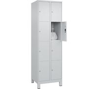 C + P Möbelsysteme C+P | Armadietto a 4 scomparti Classic PLUS | 2 scomparti | grigio chiaro | largh 600 mm | 8 scomparti | con piedini