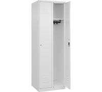 C + P Möbelsysteme C+P | Armadietto Classic PLUS | 2 scomparti | bianco traffico | largh 600 mm | con piedini a pavimento | serratura a cilindro