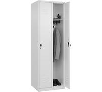 C + P Möbelsysteme C+P | Armadietto Classic PLUS | 2 scomparti | bianco traffico | largh 600 mm | con piedini a pavimento | serratura girevole