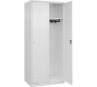 C + P Möbelsysteme C+P | Armadietto Classic PLUS | 2 scomparti | bianco traffico | largh 800 mm | con piedini a pavimento | serratura a cilindro