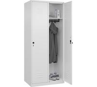 C + P Möbelsysteme C+P | Armadietto Classic PLUS | 2 scomparti | bianco traffico | largh 800 mm | con piedini a pavimento | serratura girevole