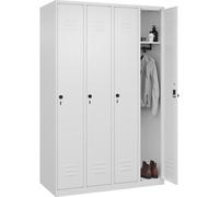 C + P Möbelsysteme C+P | Armadietto Classic PLUS | 4 scomparti | bianco traffico | largh 1200 mm | con piedini a pavimento | serratura girevole