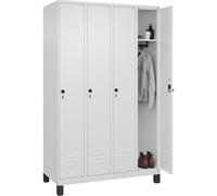 C + P Möbelsysteme C+P | Armadietto Classic PLUS | 4 scomparti | bianco traffico | largh 1200 mm | con piedini | serratura girevole