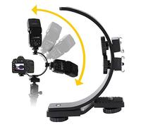 C-Shape Dual Hot Shoe Camera Flash Supporto per lampada Staffa per supporto, Portatile Premium in metallo Durevole Leggero Accessorio per fotografia regolabile per videocamera DV Camera DSLR Camera