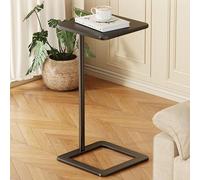 C Shaped End Table for Couch,Square Side Tables with Hollow Base,Slim Metal Cocktail Coffee Desk for Living Room Small Spaces Bedroom Sofa Corners and Office(20x70cm, Black)
