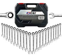 C&T Set di chiavi combinate a cricchetto, SAE e metriche, 72 denti, acciaio CR-V, 1/4"-3/4" e 6-18 mm, set di chiavi a cricchetto con scatola organizer